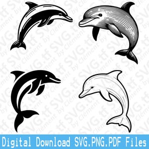 Delfin. SVG PNG PDF Dateien. Ozean niedlichen Tier Beluga Walhai Vektor Clipart Print Cut Gravieren Laser Cricut Silhouette.
