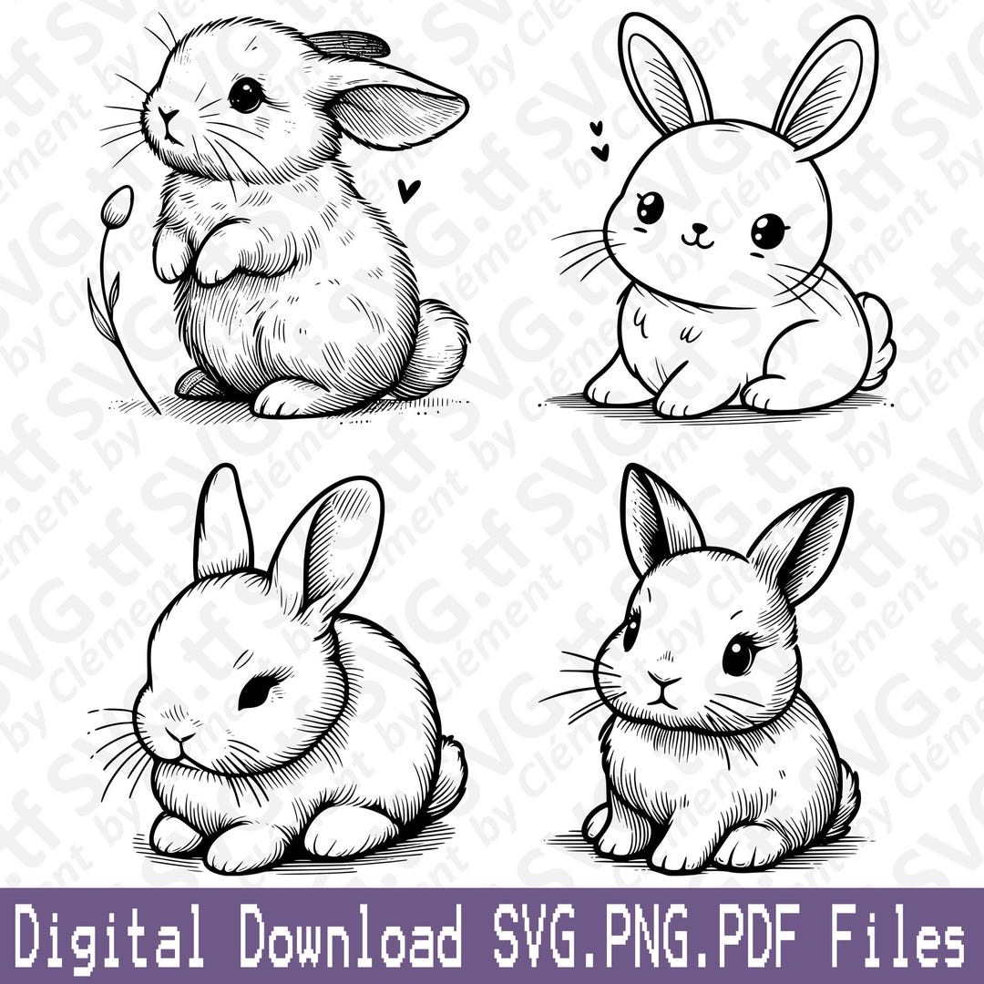 Cute Baby Bunny. SVG PNG PDF Files. Rabbit Baby Shower Animal Birthday ...