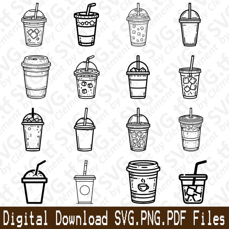 Iced Coffee Cup. SVG PNG PDF Files. Food Tea Gift Vector Clipart Print ...