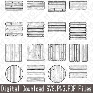 Houten plank. SVG png-pdf-bestanden. Bord hek teken buiten tuin Vector Clipart Print gesneden graveren laser Cricut silhouet.