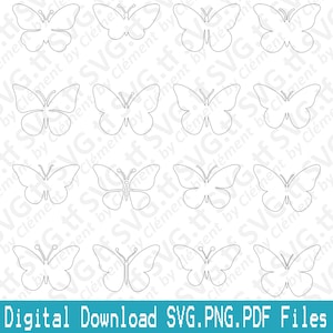 Butterfly. SVG PNG PDF files. Animal Nature Bird Insect Flower Icon Vector Clipart Print Cut Engrave Laser Cricut Silhouette.
