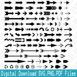 Pfeil. SVG PNG PDF Dateien. Bundle Marker Richtung Karte Zeichen Vektor Clipart Print Cut Gravieren Laser Cricut Silhouette.