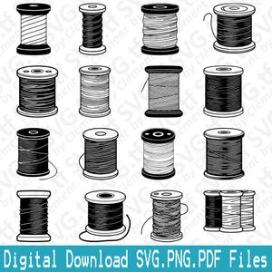Spool Of Thread. SVG PNG PDF files. Simple Sewing Machine Tailor Craft Scissors Vector Clipart Print Cut Engrave Laser Cricut Silhouette.
