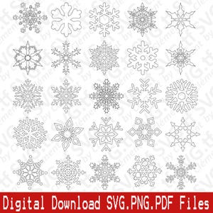 Puede incluir: Un conjunto de 20 ilustraciones de copos de nieve en blanco y negro. Los copos de nieve son todos de diseños diferentes y son perfectos para usar en proyectos de manualidades, scrapbooking o diseño digital.