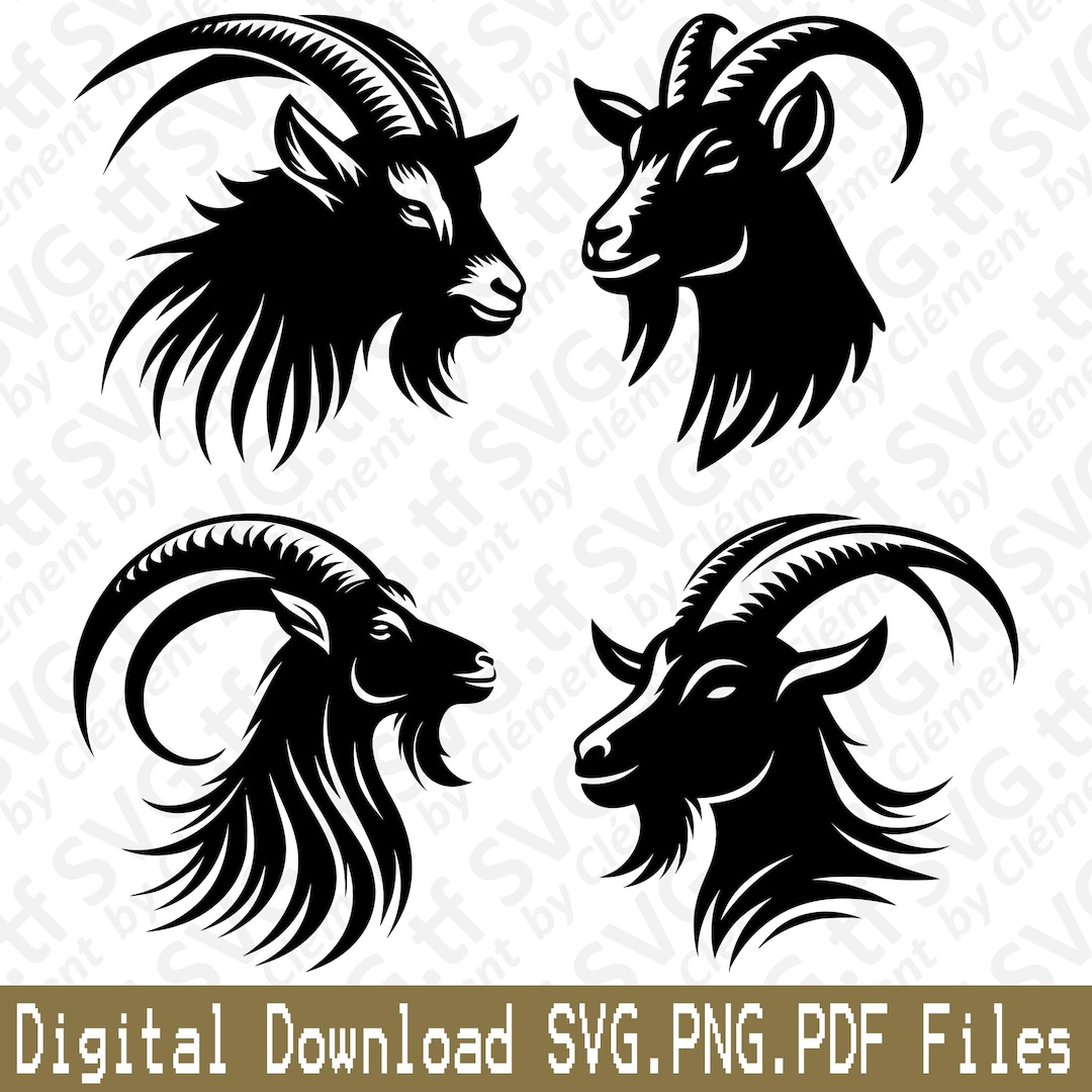 Goat Head. SVG PNG PDF Files. Wild Animal Emblem School Vector Clipart ...