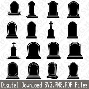 Grafsteen. SVG png-pdf-bestanden. Begraafplaats kerk pictogram leeg geliefde vector clipart print gesneden graveren laser Cricut silhouet.