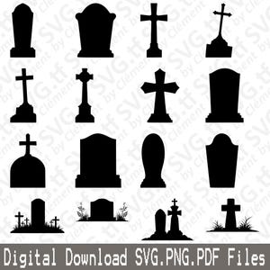 Pierre tombale. Fichiers SVG PNG PDF. Cimetière église icône vierge bien-aimé vecteur Clipart impression découper gravure laser Cricut silhouette.