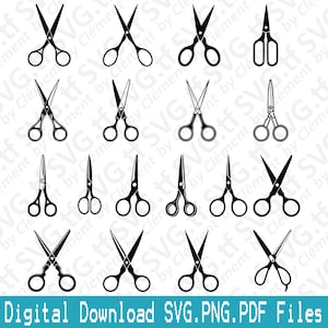 Schaar. SVG png-pdf-bestanden. Eenvoudig pictogram naaien kleermaker ambacht school haar vector clipart print knippen graveren laser Cricut silhouet.