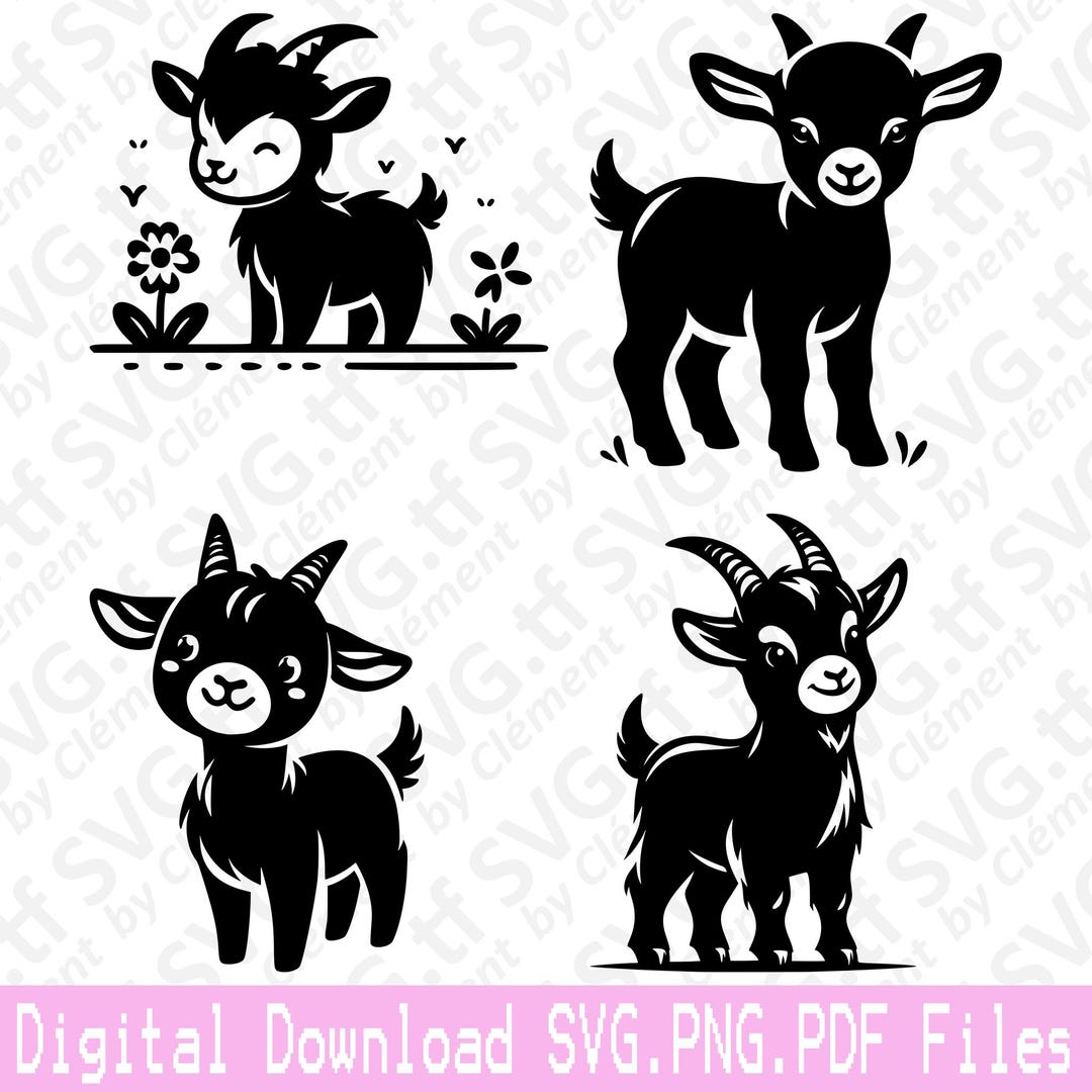 Cute Goat. SVG PNG PDF Files. Baby Shower Animal Birthday Girl Boy ...