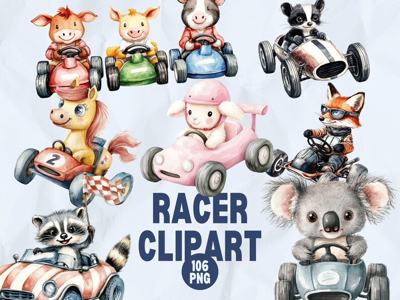 Racer Animal Clipart, Watercolor Animal Clipart, Speedy Animal Clipart ...