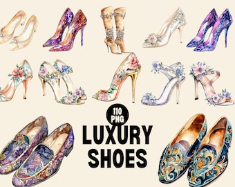 Watercolor Shoe Clipart: High Heel PNG, Fashion Accessories (Digital Download)