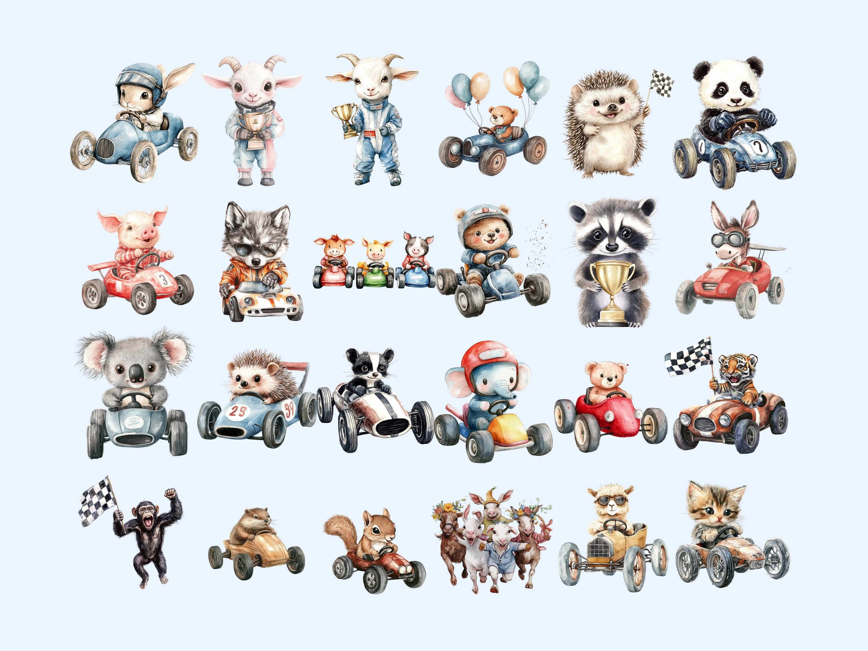 Editable Animals Racing Racer Animal Clipart, Watercolor Animal Clipart, Speedy Animal Clipart ...