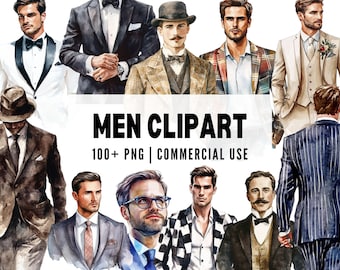 Clipart di uomini moderni: personaggio maschile casual PNG (download digitale, 2048x2048px, 300 DPI, licenza commerciale)