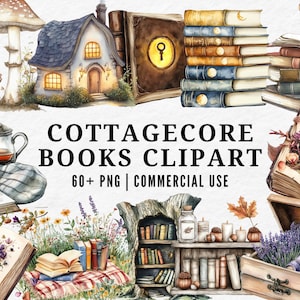 Cottagecore Book , Vintage Book PNG, Cozy Reading Illustration, Rustic Storybook Art, Floral Book Clipart, Whimsical Library Aesthetic