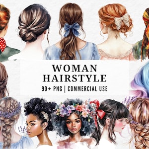 Woman Hairstyle Clipart, Female Hair PNG, Stylish Hairdo Illustration, Beauty Salon Art, Trendy Haircut Clipart, Fashion Hair Style Drawing