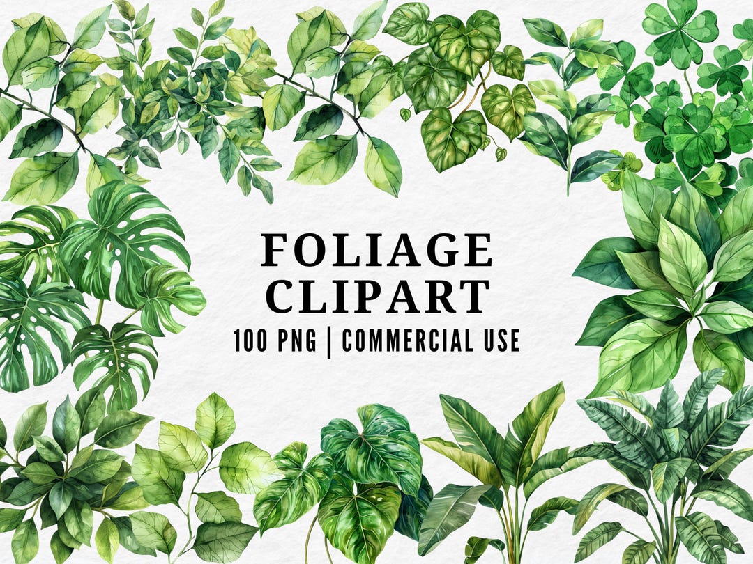 Watercolor Foliage Clipart, Greenery Leaves PNG, Botanical Illustration ...
