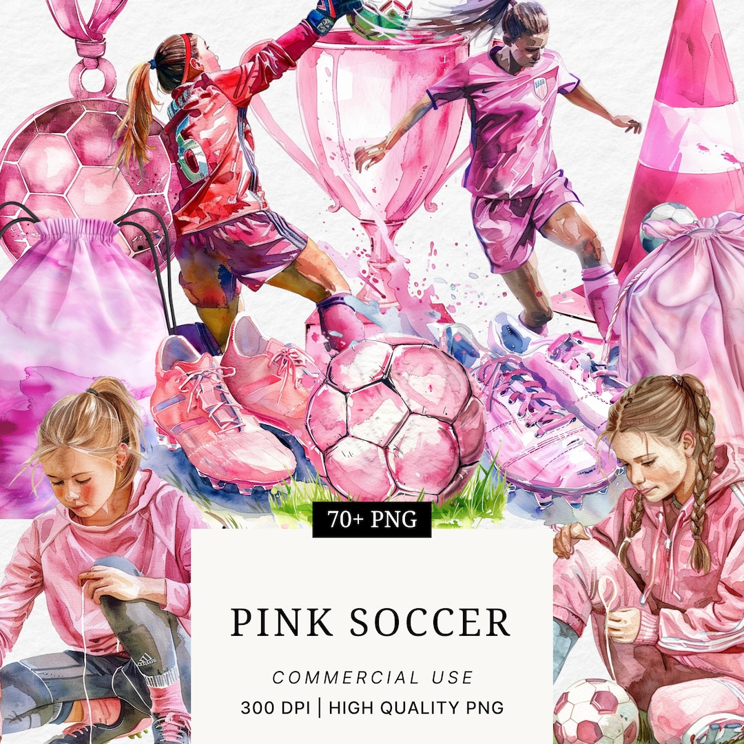 Pink Soccer Clipart, Girly Football PNG, Cute Sports Illustration ...
