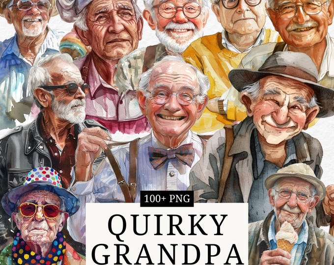 Quirky Old Men Clipart Grandpa PNG Whimsical Funny People Peculiar ...