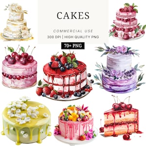 Cake Clipart, Sweet Dessert PNG, Delicious Pastry Illustration, Whimsical Bakery Art, Fantasy Cupcake Clipart, Cute Birthday Cake Set