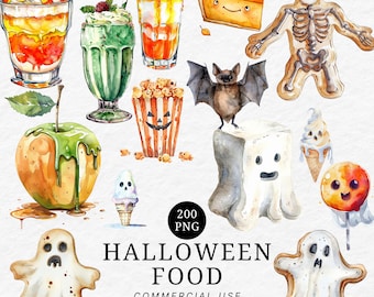 Halloween Food Clipart Set: Gruselige Dessert Illustrationen (PNG Digital Download)