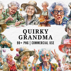 Eigenzinnige oma clipart, aquarel grappige oma png, grillige oude dame, schattige senior karakter kunst, speelse eigenzinnige oma, schattige oma