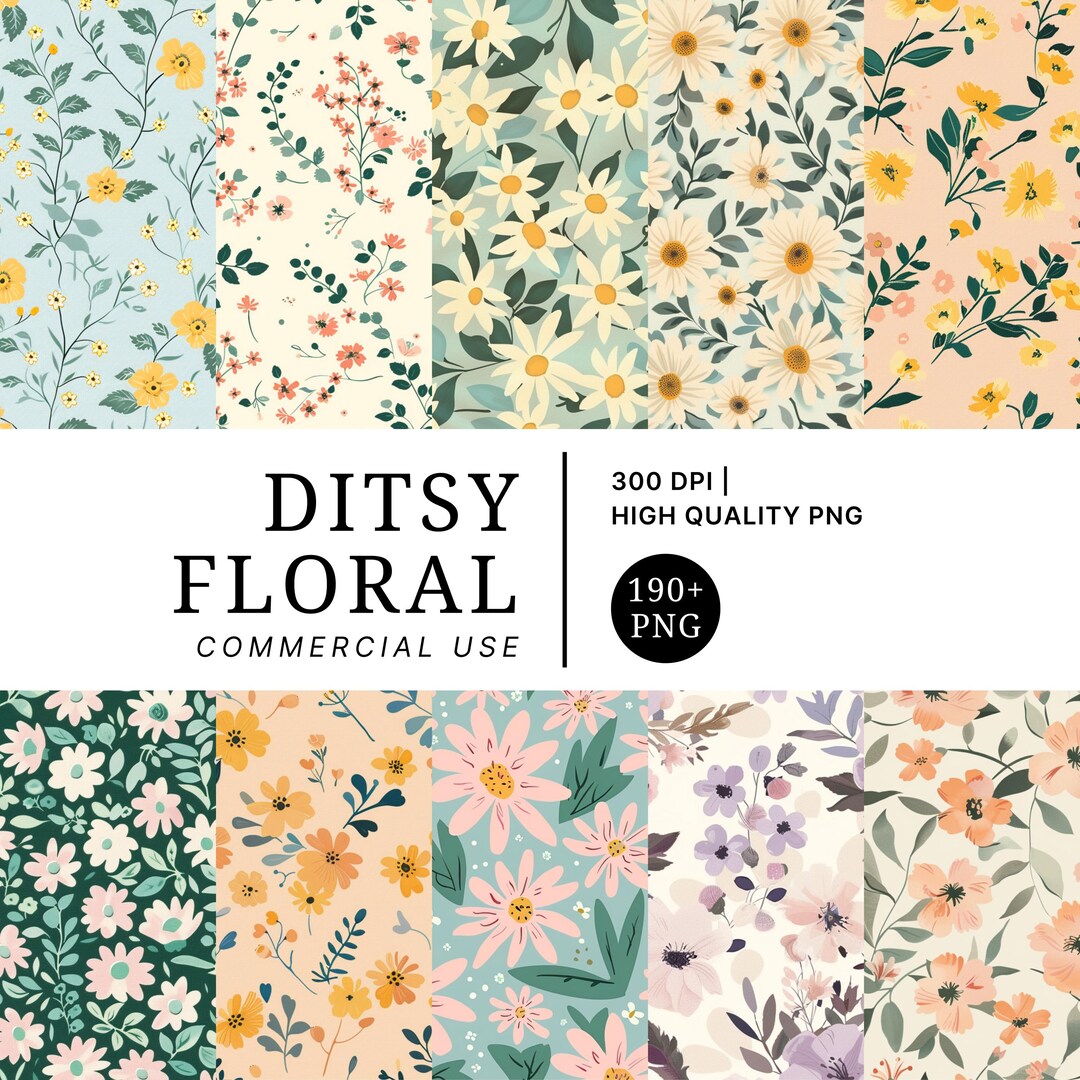 Pastel Ditsy Floral Digital Paper: Seamless Spring Flower Pattern ...
