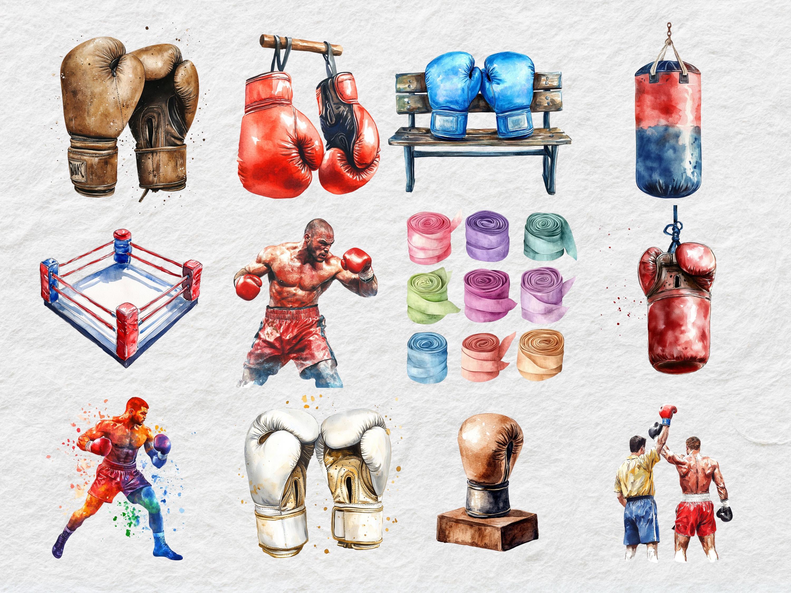 Watercolor Boxing Clipart PNG, Fighter Art (digital Download) - Etsy