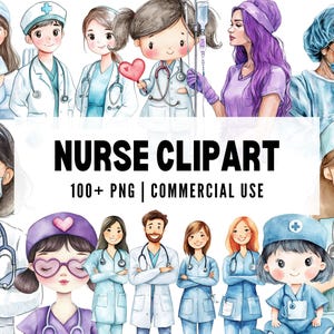 Clipart de enfermeira, Enfermeira em aquarela PNG, Ilustração de profissional de saúde, Arte de herói da saúde, Clipart de equipe de hospital, Clipart médico fofo PNG
