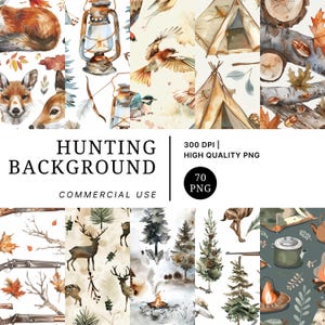 Hunting Background Pattern Pack, Seamless Mallard Duck Patterns, Deer Hunting Digital Paper, Rustic Manly Hunter Print, Scrapbook for Crafts