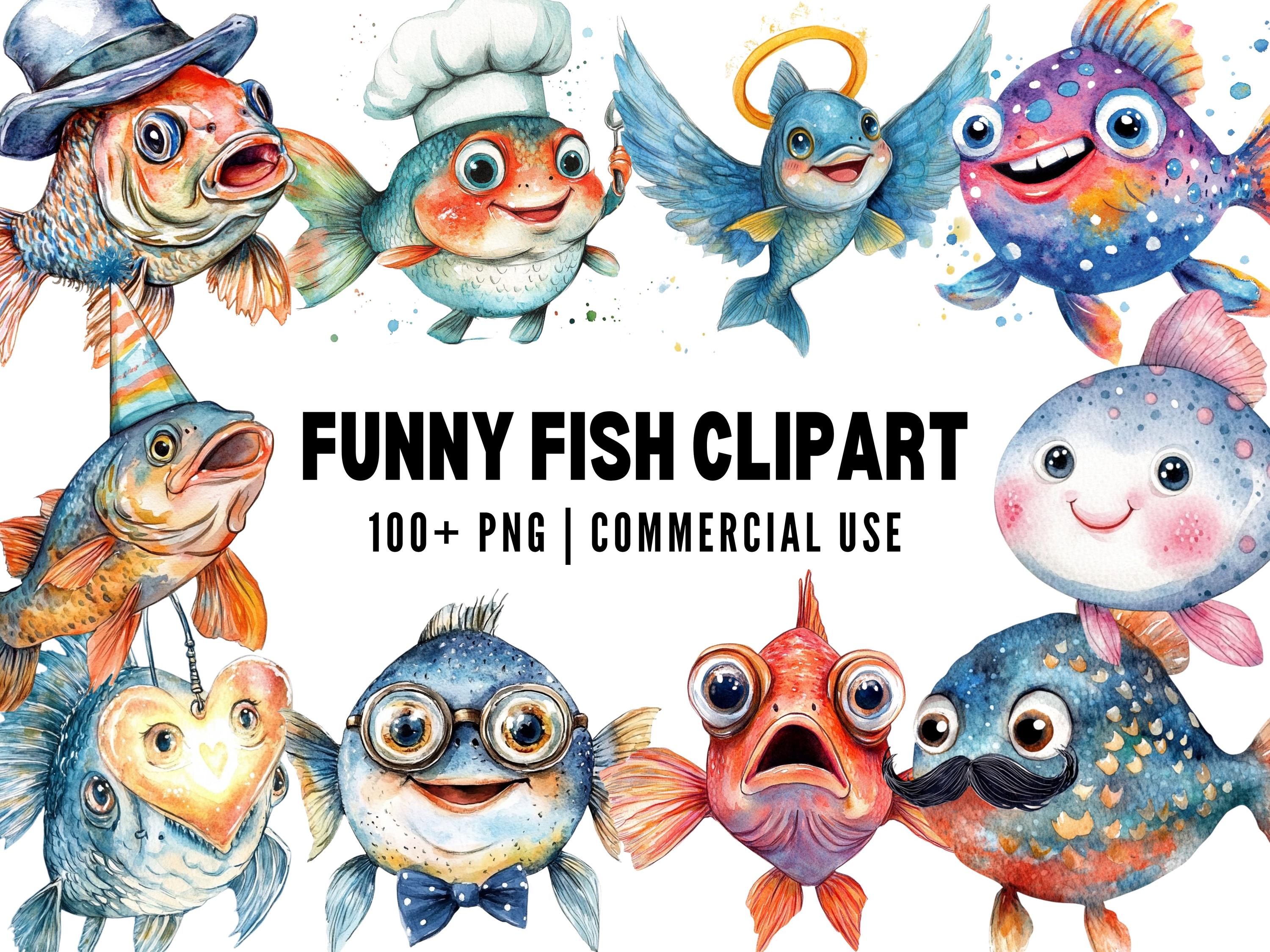 Funny Fish Clipart, Watercolor PNG, Silly Ocean Animals, Cute Sea Life Art,  Whimsical Fish Illustration, Underwater Clipart, Kids Ocean Art - Etsy New  Zealand, image size:3000x2250
