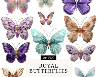 Royal Butterfly Clipart: Elegant Winged Insect PNG (Digital Download)