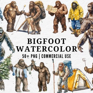 Bigfoot Clipart, Sasquatch PNG, Cryptid Creature Illustration, Funny Forest Monster Art, Mythical Beast Clipart, Wild Man, Yeti Drawing Set