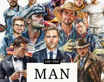 Man Clipart, Male Character Illustration, Fashion Outfit Graphic (Digital Download)