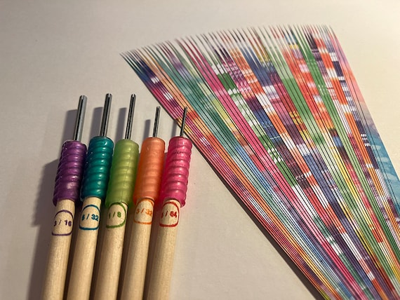 Deluxe set of 5 paper bead rollers and 60 paper bead strips
