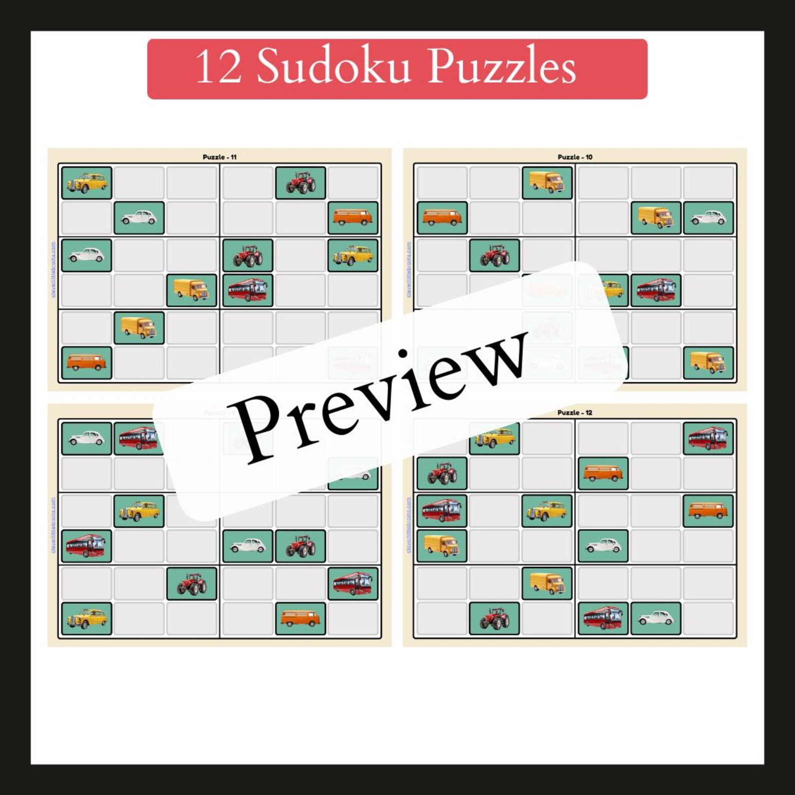 6x6 SUDOKU Puzzles for Kids | Boosts Focus and Concentration | Picture ...