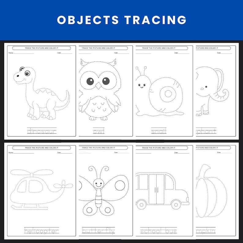 Tracing Example Objects Lines Tracing Worksheets Bundle for Pre-k & Kindergarten – 70 Printable ...