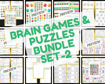 Brain Games & Logical Puzzles Bundle SET-2 | 25 Templates Set | Bilateral Coordination Exercise Worksheets | Neuro Gym | Focus Activities