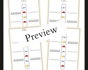 May include: A printable worksheet with four different images of a car, boat, plane, and a yellow object. Each image has a line of wavy lines and a line of straight lines below it. The worksheet is titled "Our Little Dream".
