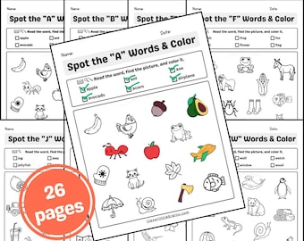 A-Z Alphabet Spot & Color Worksheets: Phonics Activities for Prek and ...