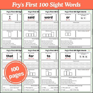 Fry’s First 100 Sight Words Worksheets | Printable 100 Sight Words PDF | List Of First 100 Sight Words With Phrases | 1st 100 Fry Words