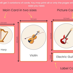 Muziekinstrumenten Flashcards | Namen muziekinstrumenten met afbeeldingen voor kinderen | Montessori driedelige nomenclatuur muziekinstrumentkaarten