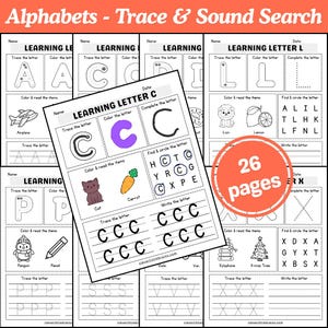 Alphabet A–Z Learning Worksheets | Printable Letter Recognition, Tracing & Phonics Activities for Kids | 26 Pages Letter Worksheets PDF