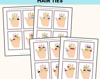 Finger-Aktivität mit Haarbändern | Feinmotorik | Farbanpassung zum ausdrucken (PDF Printables)