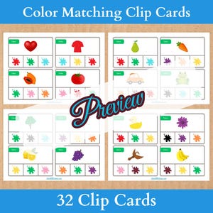 Farblich passende Clip Cards | Farben für Kinder | Farben passend zum Bild Farbanpassung Aktivität | Farbenlernen | Vorschulaktivitäten