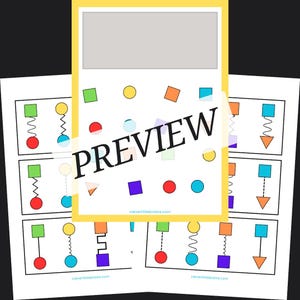 May include: A printable worksheet with three rows of matching activities. Each row has a set of four images with different shapes, colours, and patterns. The worksheet is designed for children to practise matching skills.