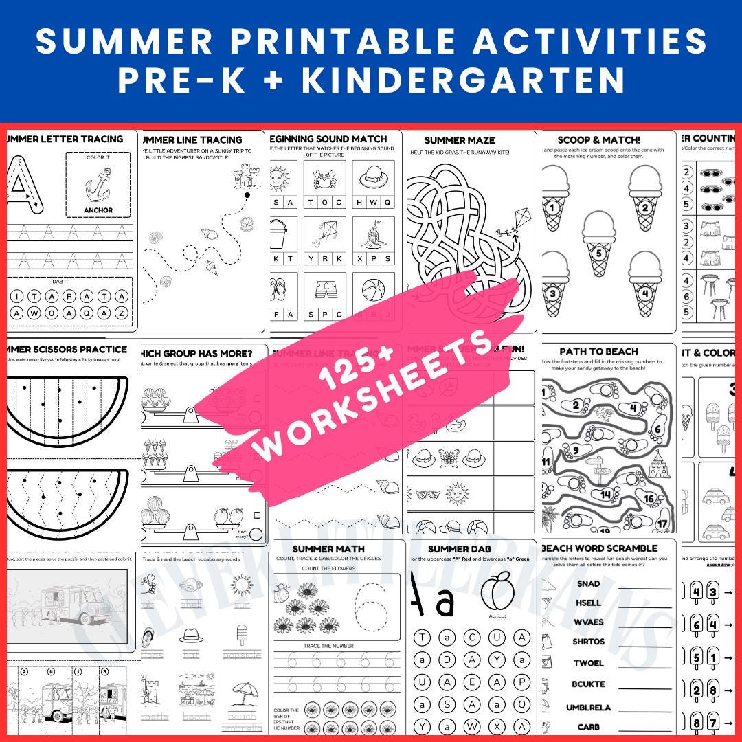 Summer Learning Activities Bundle Worksheets | Preschool & Kindergarten ...