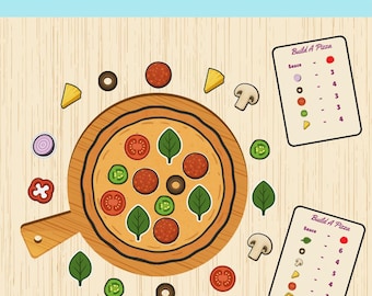Build A Pizza Printable Activity | Pretend Play | Preschool Fine Motor Skills | Kids Craft (PDF Printables)