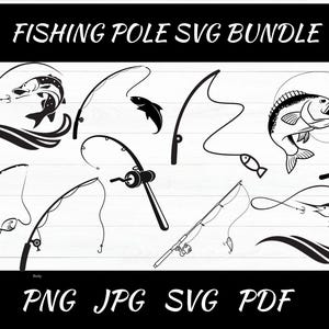 Fishing Pole Svg - Fishing Rods Svg -Bass Fishing Rod Svg - Fisherman Svg - Bass Fishing Svg - Fishing Pole Silhouette - Fishing Cut Files