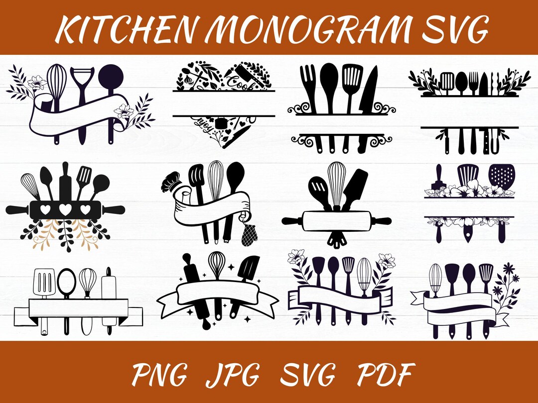 Kitchen Monogram SVG Bundle: Baking & Cooking Designs - Etsy