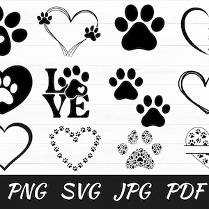 Heart Paw svg Bundle, Paw Print svg Bundle, Dog Paw svg,  Heart Paw svg, Dog Paw Cut File For Cricut svg, Paw svg, Digital Download